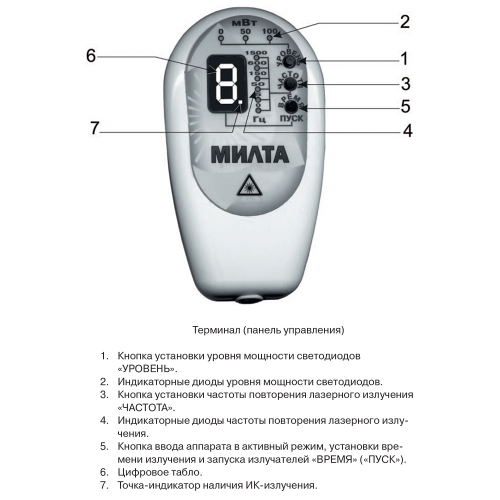 Аппарат лазерной терапии Милта Ф-5 (7-9 Вт)